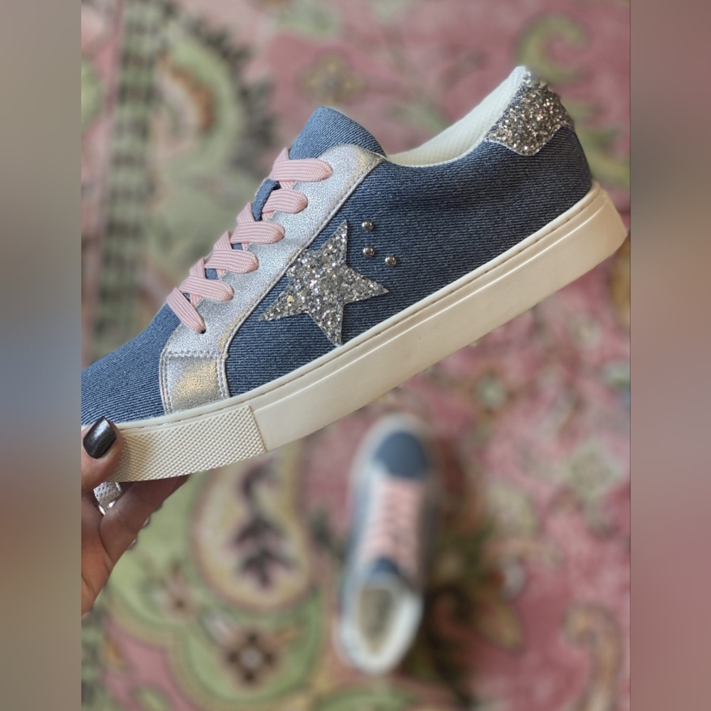 Corkys blue denim glitter star